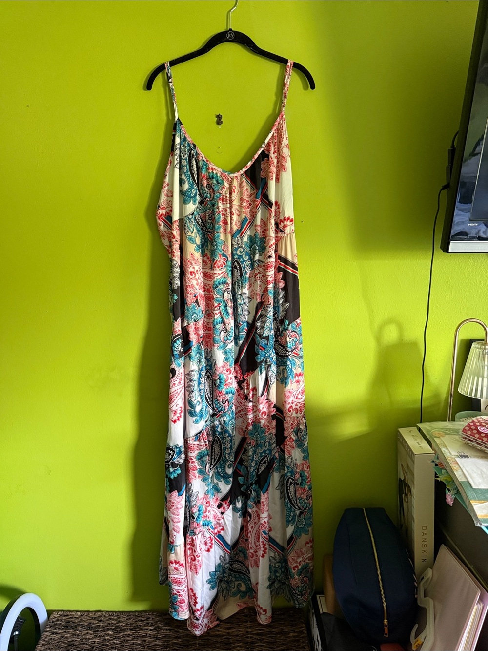 NWT Rebdolls Dolores Paisley Print Multicolored Tiered Maxi Shift Dress Size 1X